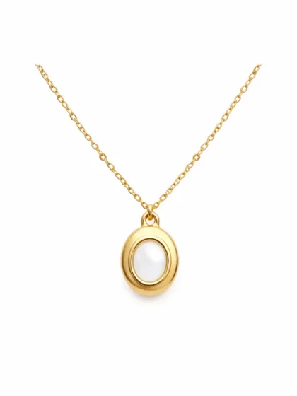 Oval Pearl Pendant Necklace