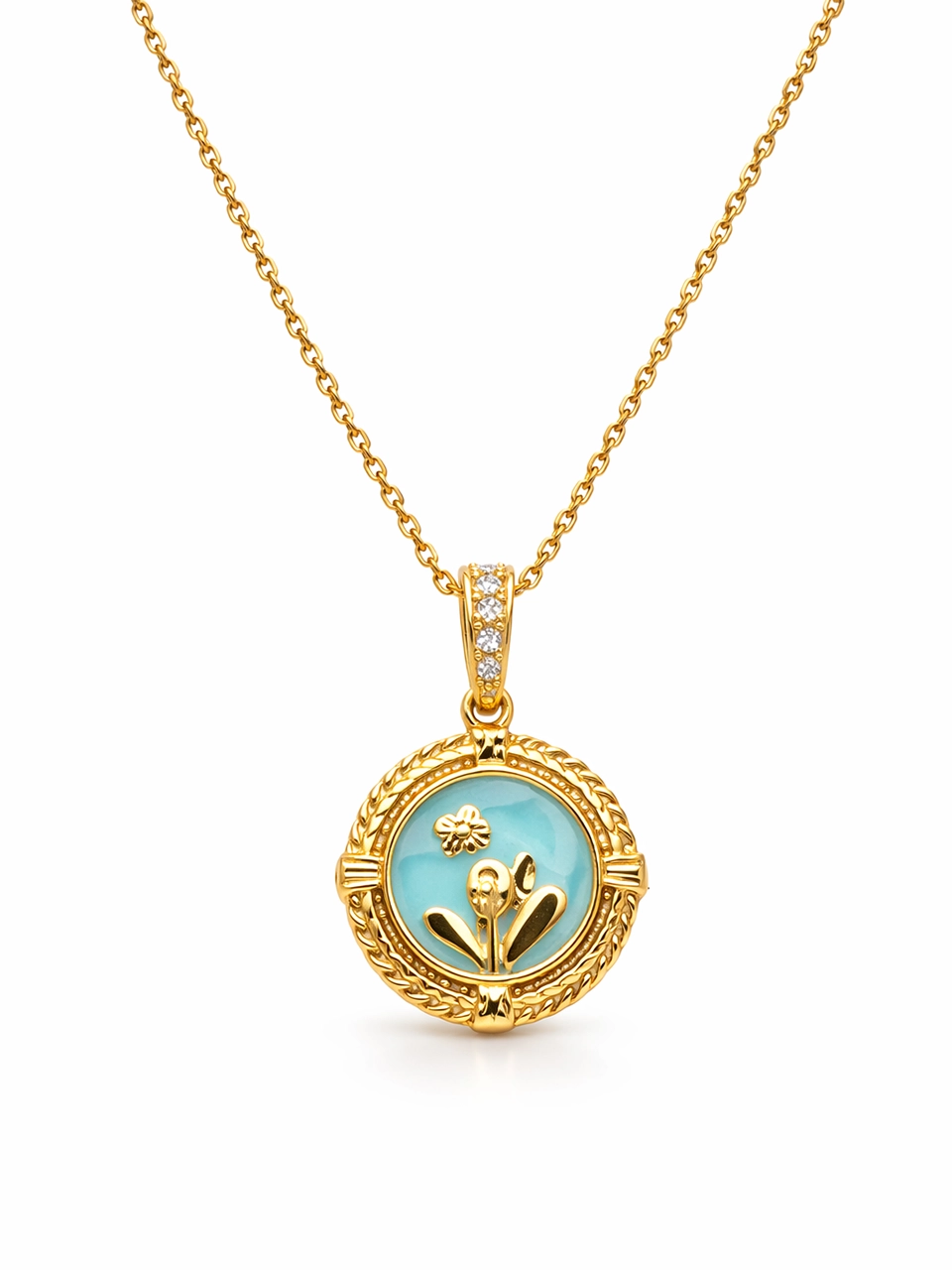 Turquoise Coin Pendant Necklace