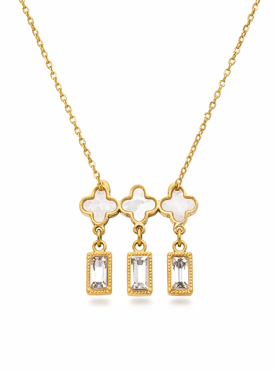 Clover Drop Crystal Necklace