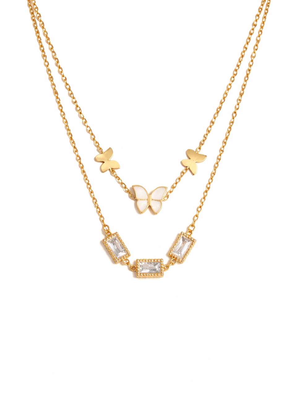 Butterfly Crystal Layered Necklace