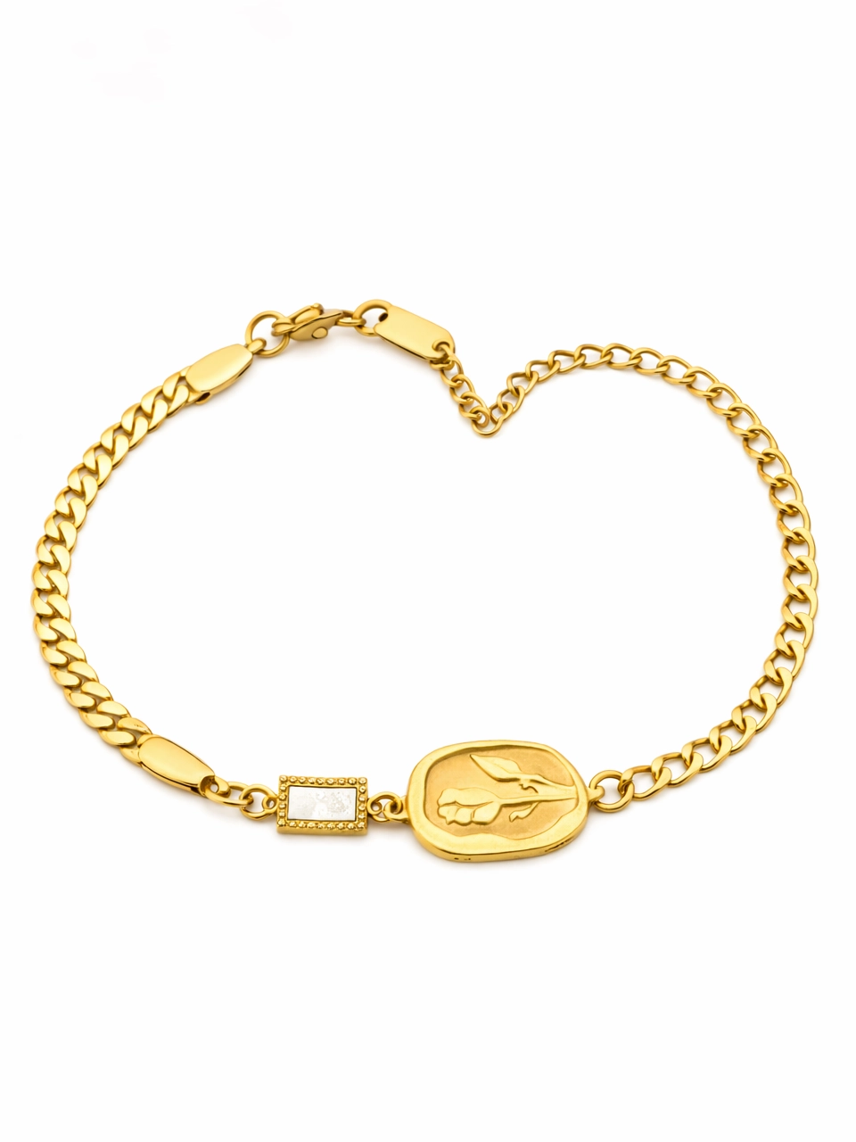 Sculpted Coin Charm Bracelet