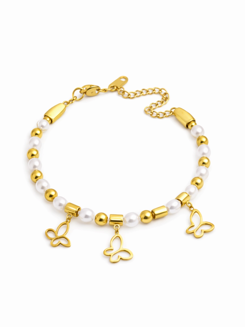 Pearl Butterfly Charm Bracelet