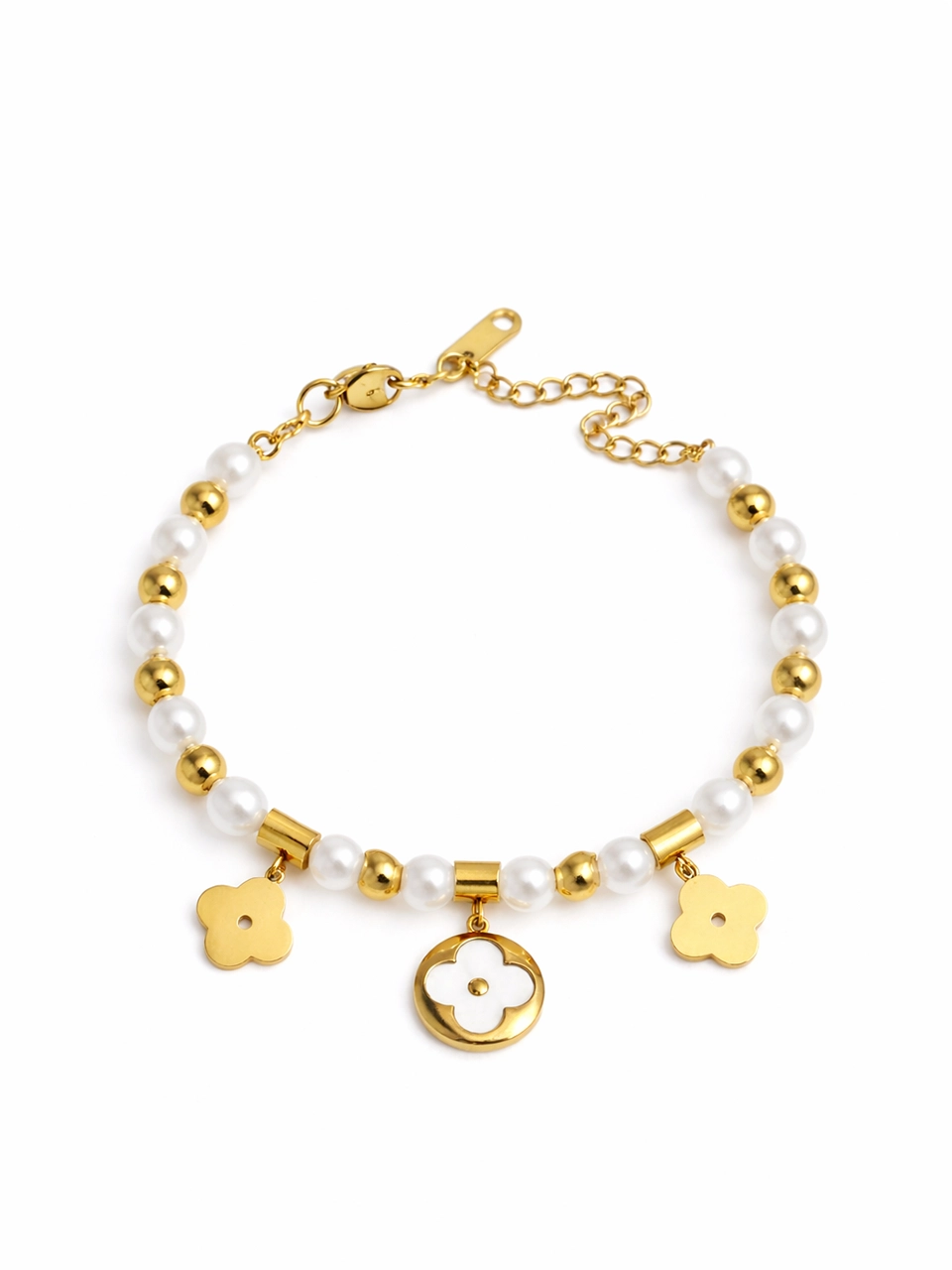 Pearl Clover Charm Bracelet
