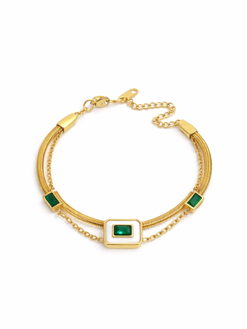 Emerald Layered Chain Bracelet