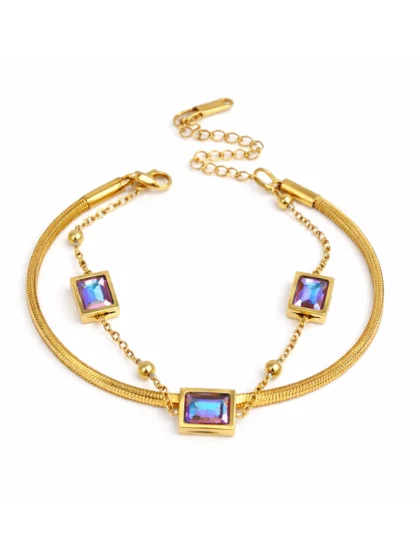 Iridescent Rectangle Drop Bracelet