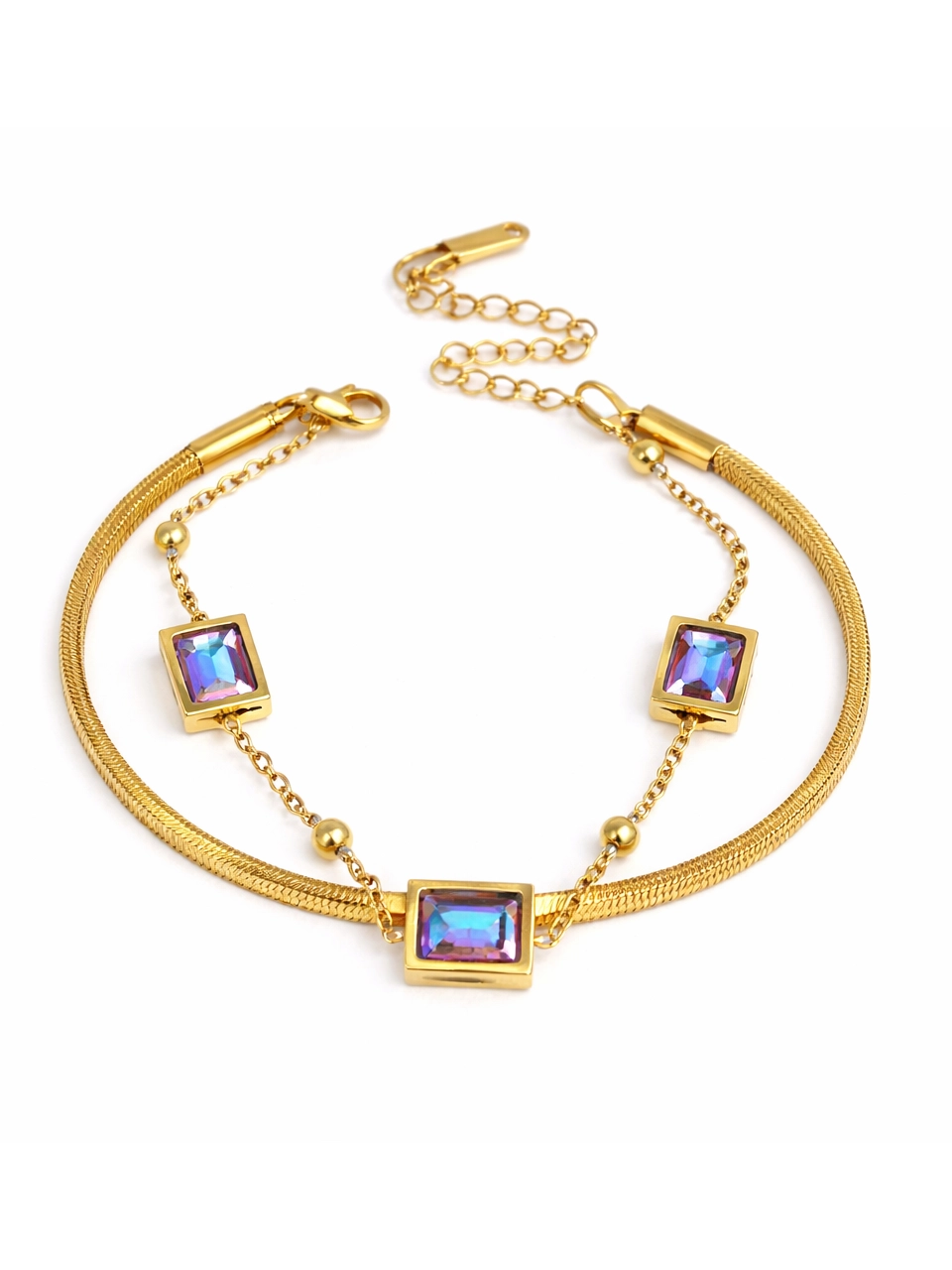 Iridescent Rectangle Drop Bracelet