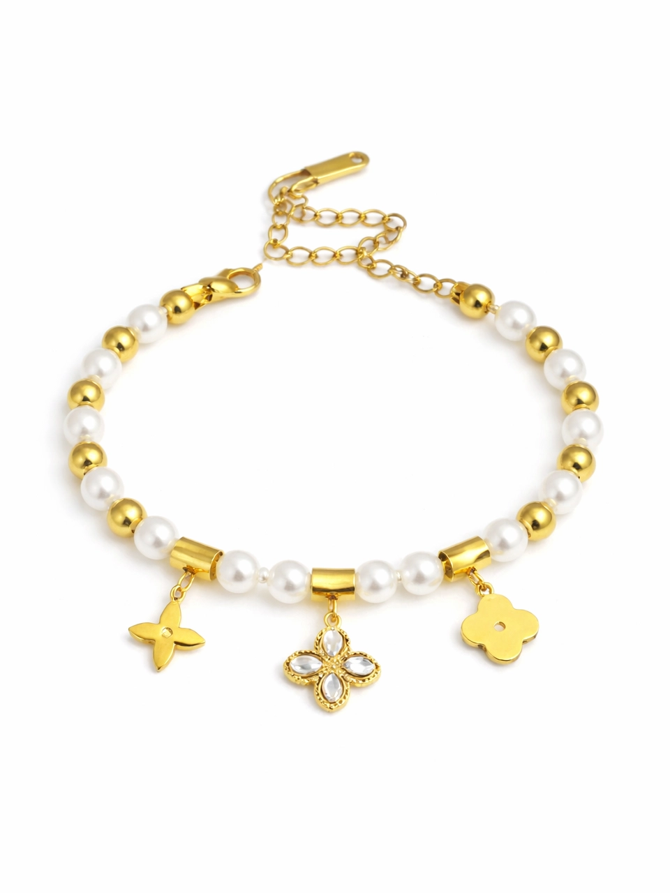 Pearl Clover Charm Bracelet