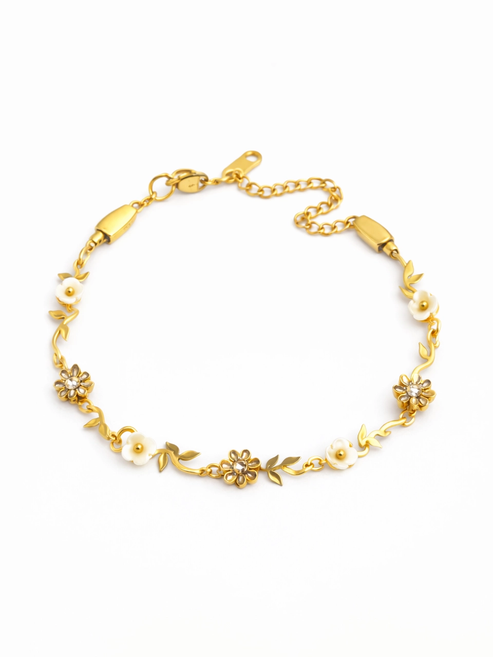 Floral Pearl Charm Bracelet