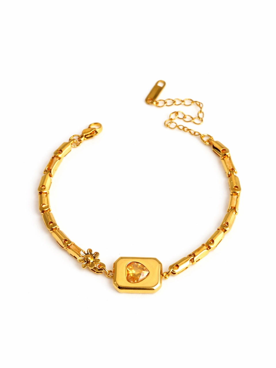 Crystal Heart Plate Bracelet