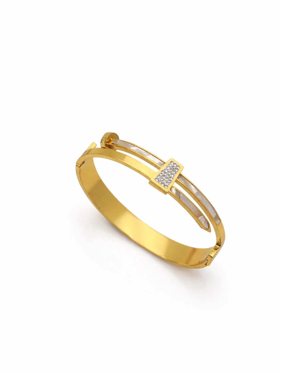 Crystal Bar Open Cuff Bangle