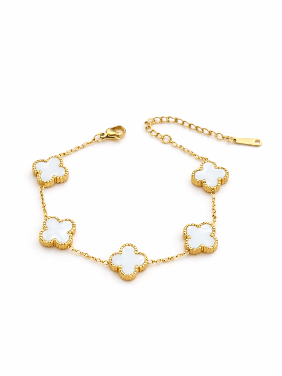 White Clover Charm Bracelet