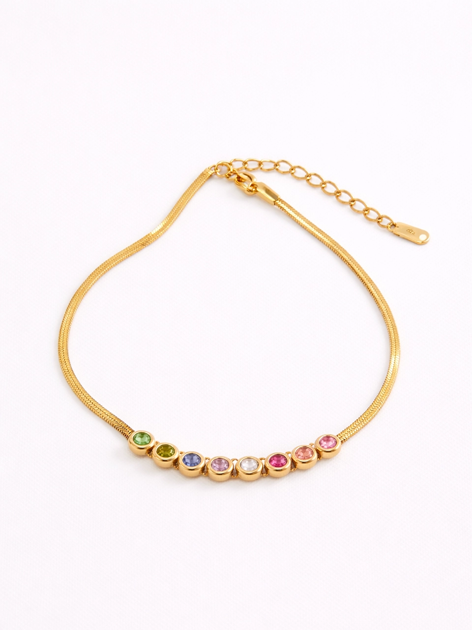 Rainbow Crystal Snake Chain Bracelet
