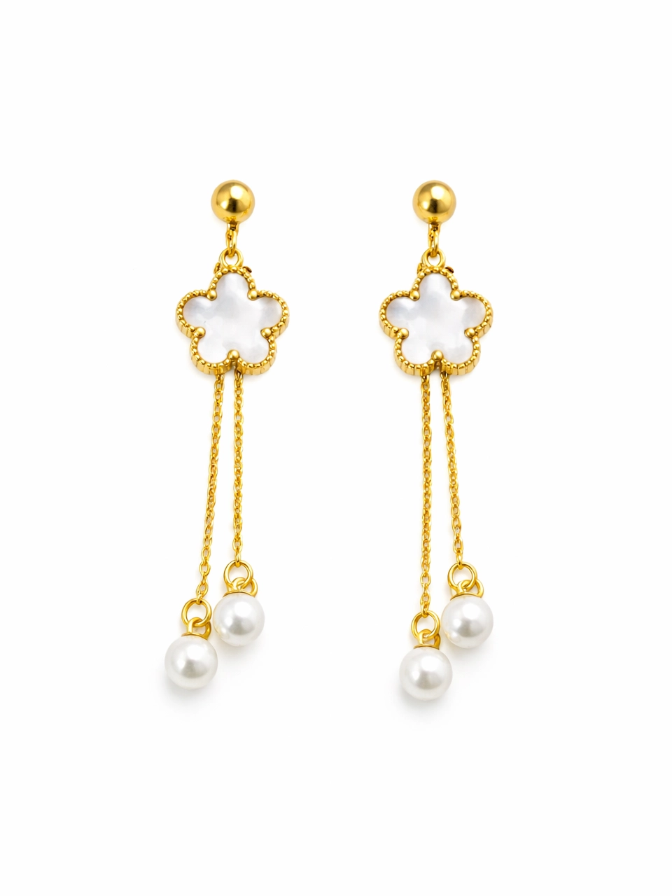 Clover Pearl Drop Earrings
