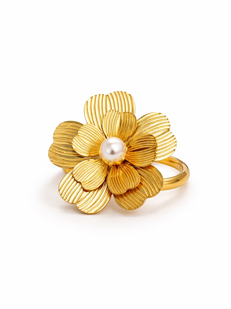 Layered Bloom Pearl Ring