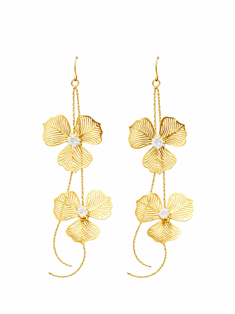 Floral Double Drop Statement Earrings