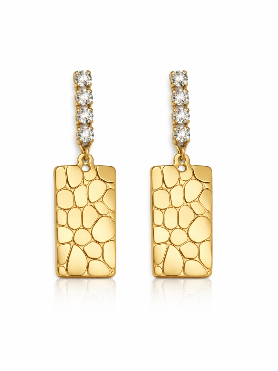 Textured Rectangle Drop Earrings