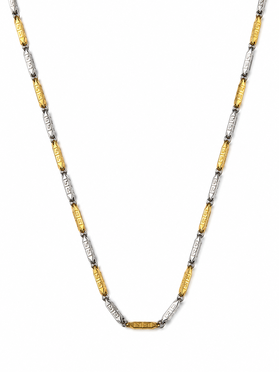 Dual Tone Greek Link Necklace