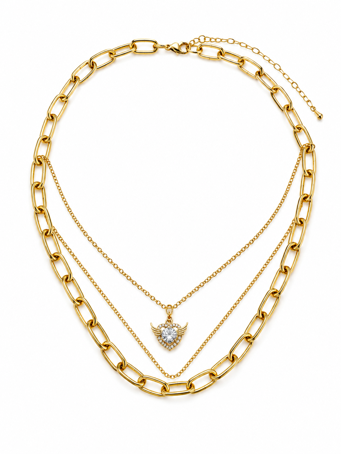 Layered Winged Heart Necklace